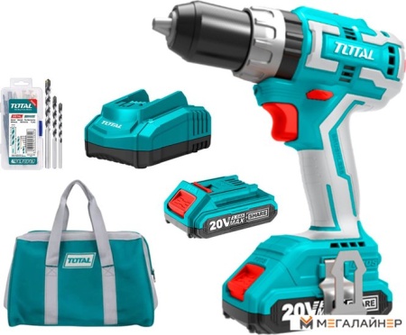 Ударная дрель-шуруповерт Total TIDLI20608 (с 2-мя АКБ, сумка, набор оснастки) купить в Минске с доставкой