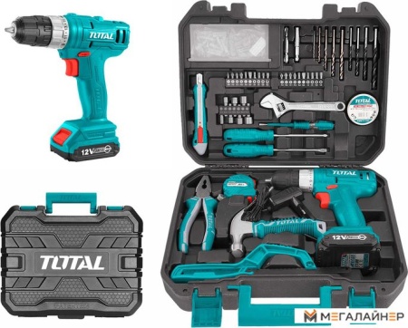 Дрель-шуруповерт Total THKTHP11282 (с 1-им АКБ, кейс, набор оснастки) купить в Минске с доставкой