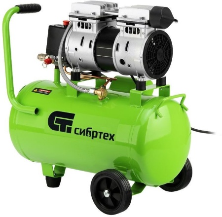Компрессор безмаслянный малошумный Сибртех МБ 1100/24,1100 Вт, 24 л, 170 л/мин
