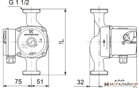 Циркуляционный насос Grundfos UPS 25-60 N 180 купить в Минске с доставкой