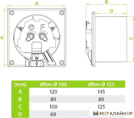 Осевой вентилятор airRoxy dRim 100S-C177