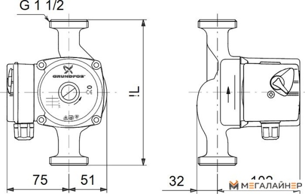 Циркуляционный насос Grundfos UPS 25-40 N 180 купить в Минске с доставкой