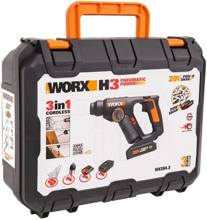 Перфоратор Worx WX394.3 (с 1-м АКБ, кейс) купить в Минске с доставкой