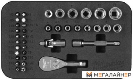 Набор трещотка с головками и битами Milwaukee 4932492672 (39 предметов) купить в Минске с доставкой