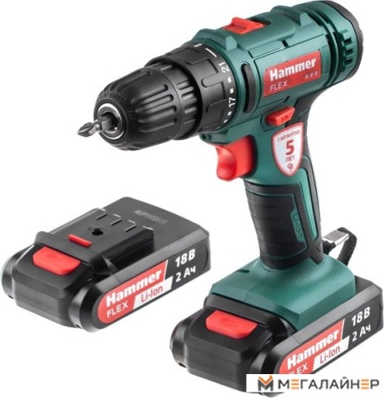 Дрель-шуруповерт Hammer Flex ACD18BS (с 2-мя АКБ, кейс) купить в Минске с доставкой