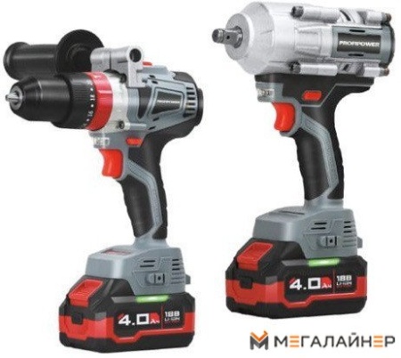 Profipower ProfiSet-2С18 E0221 (шуруповерт, гайковерт, 2 АКБ, кейс) купить в Минске с доставкой