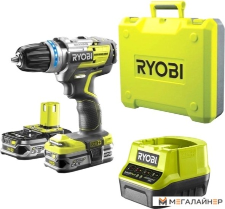 Дрель-шуруповерт Ryobi R18DDBL-225B 5133003611 (с 2-мя АКБ, кейс) купить в Минске с доставкой