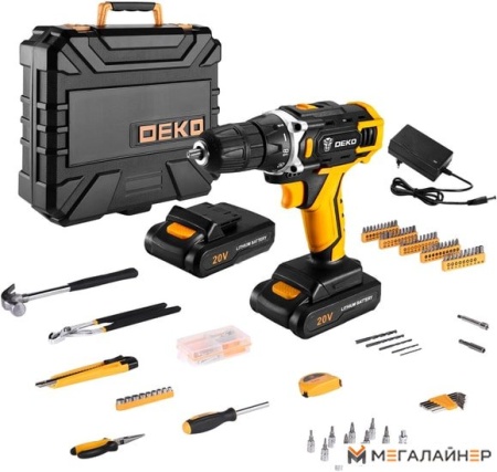 Дрель-шуруповерт Deko DKCD20FU-Li SET 195 063-4135 (с 2-мя АКБ, кейс, набор оснастки) купить в Минске с доставкой