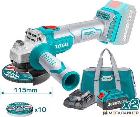 Угловая шлифмашина Total TAGLI2011582 (с 2-мя АКБ) купить в Минске с доставкой