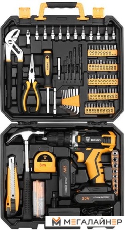 Дрель-шуруповерт Deko DKCD20FU-Li SET 195 063-4135 (с 2-мя АКБ, кейс, набор оснастки) купить в Минске с доставкой