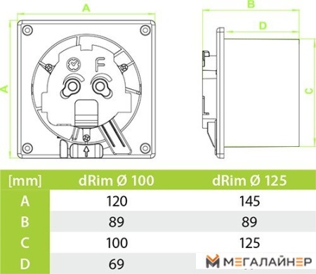 Осевой вентилятор airRoxy dRim 100PS-C174