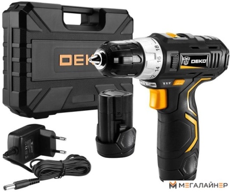 Дрель-шуруповерт Deko GCD12DU3 SET 4 063-4140 (с 2-мя АКБ, кейс, набор оснастки) купить в Минске с доставкой
