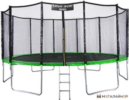 Батут Atlas Sport 490 см - 16ft Basic (с лестницей, зеленый)