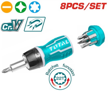 Набор отвертка с битами Total TACSDS1726 (8 предметов)
