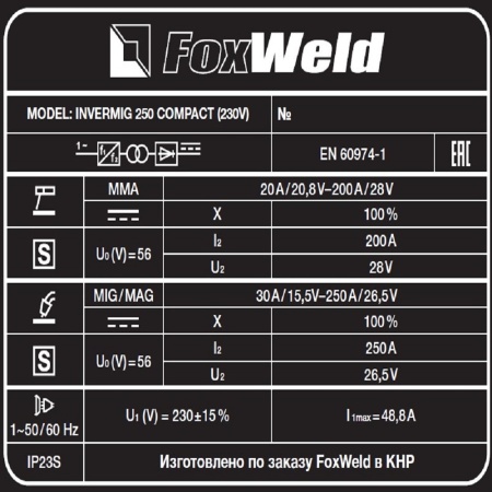 Сварочный полуавтомат Foxweld Invermig 250 Compact (230V)
