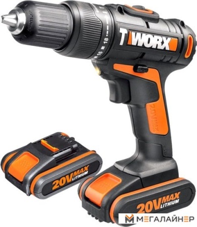Дрель-шуруповерт Worx WX371.1 (с 2-мя АКБ, кейс) купить в Минске с доставкой