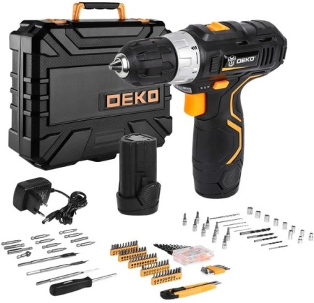 Дрель-шуруповерт Deko GCD12DU3 SET 193 063-4138 (с 2-мя АКБ, кейс, набор оснастки) купить в Минске с доставкой