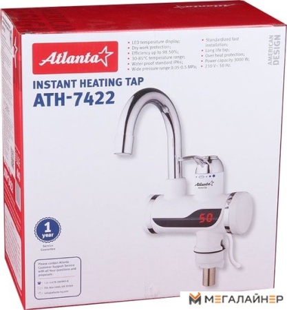 Проточный электрический водонагреватель-кран Atlanta ATH-7422 купить в Минске с доставкой