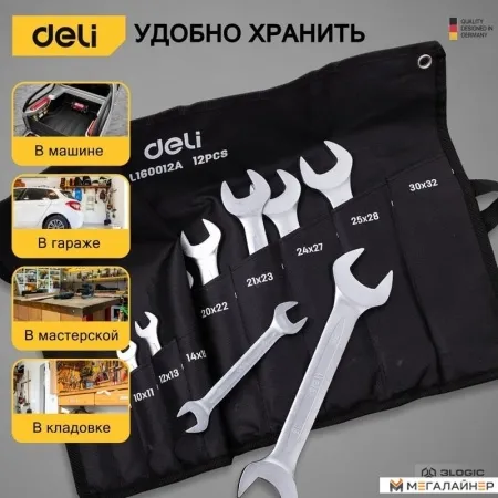 Набор ключей Deli DL160012A (12 предметов) купить в Минске с доставкой