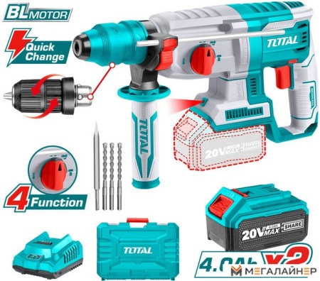 Перфоратор Total TRHLI202289 (с 2-мя АКБ, кейс, оснастка) купить в Минске с доставкой