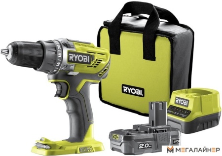 Дрель-шуруповерт Ryobi R18DD3-120S 5133003347 (с 1-м АКБ 2.0 Ah, сумка) купить в Минске с доставкой
