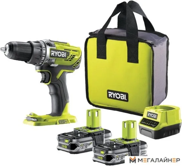 Дрель-шуруповерт Ryobi R18DD3-115S 5133005301 (с 1-им АКБ 1.5 Ач, сумка) купить в Минске с доставкой