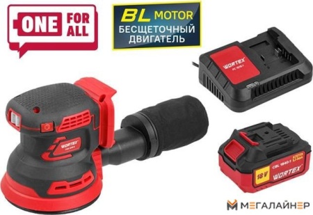 Эксцентриковая шлифмашина Wortex COS 1218 E ALL1 1334403 (с 1-м АКБ) купить в Минске с доставкой