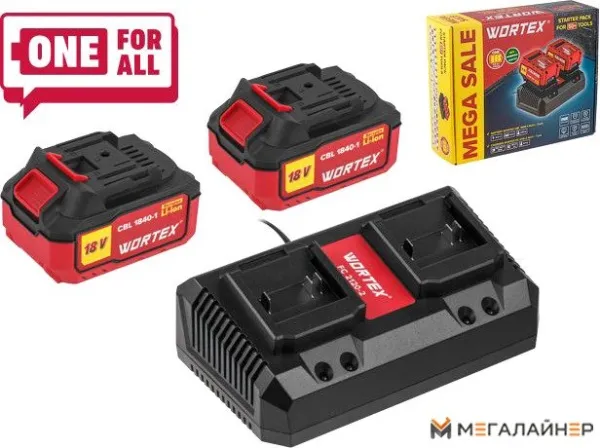 Аккумулятор с зарядным устройством Wortex 1329413 (18В/4.0 Ah + 18В) купить в Минске с доставкой