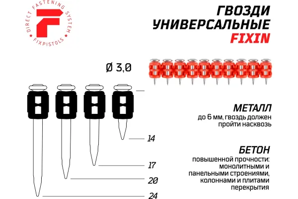 Гвозди по бетону для Hilti BX 3 Fixpistols F-BX 3x17, 1000 шт. купить в Минске с доставкой