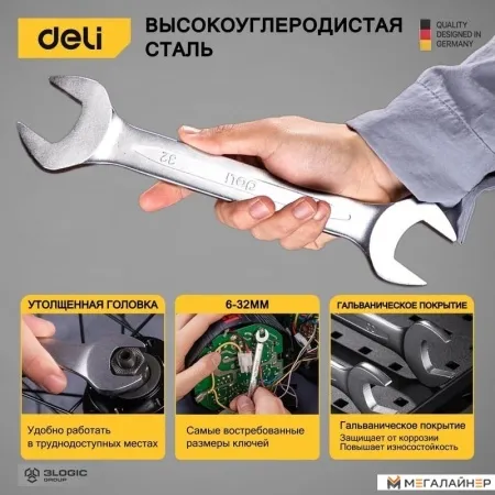 Набор ключей Deli DL160012A (12 предметов) купить в Минске с доставкой