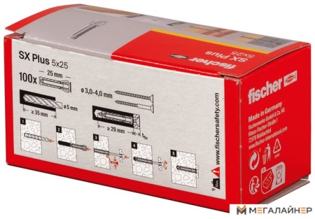 Дюбель универсальный Fischer SX Plus 5X25 568005 (100 шт) купить в Минске с доставкой