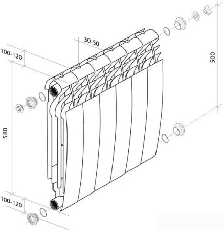 Алюминиевый радиатор Royal Thermo Biliner Alum 500 Noir Sable (12 секций)
