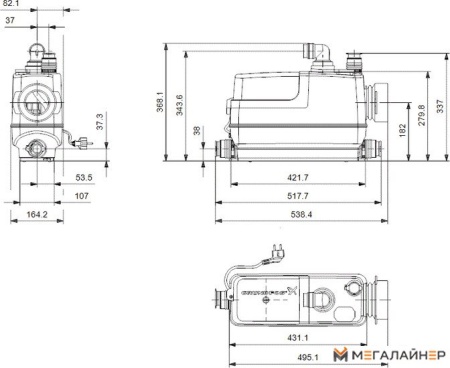 Канализационная установка Grundfos Sololift2 CWC-3 купить в Минске с доставкой