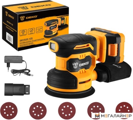 Эксцентриковая шлифмашина Deko DKCG20-125 063-4022 (с 1-м АКБ) купить в Минске с доставкой