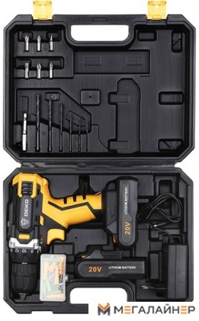 Дрель-шуруповерт Deko DKCD20FU-Li SET 63 063-4175 (с 2-мя АКБ, кейс) купить в Минске с доставкой