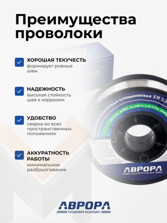 Проволока сварочная алюминиевая Аврора ER5356 d.1,0мм, 2 кг D200