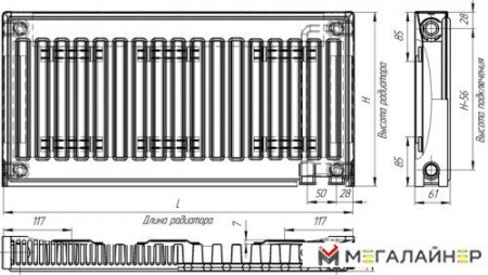 Стальной панельный радиатор Лидея ЛК 11-305 300x500