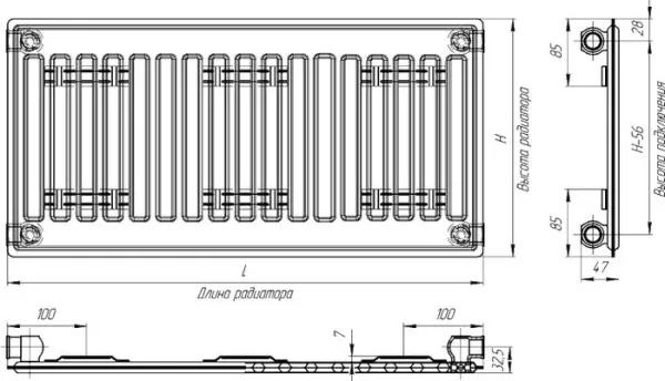 Стальной панельный радиатор Лидея ЛК 10-504 тип 10 500x400