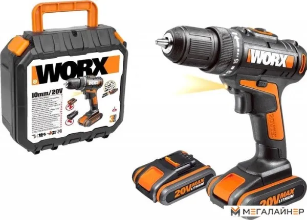Дрель-шуруповерт Worx WX101.1 (с 2-мя АКБ, кейс) купить в Минске с доставкой