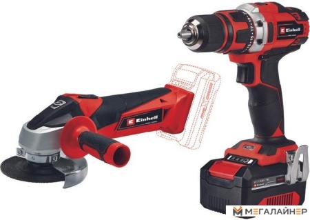 Einhell TE-TK 18/2 Li Kit CD+AG 4257240 (шуруповерт, УШМ, 1 АКБ, сумка, набор оснастки) купить в Минске с доставкой