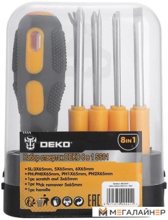 Набор отвертка с битами Deko SS01 (8 предметов) купить в Минске с доставкой