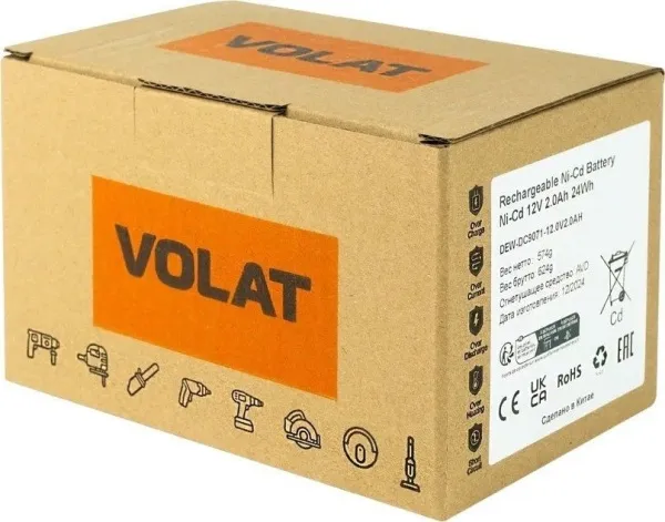 Аккумулятор VOLAT VT-DEW-DC9071-12.0V2.0AH (12В/2 Ah) купить в Минске с доставкой