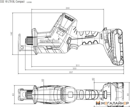 Сабельная пила Metabo SSE 18 LTX BL Compact 602366500 (с 2-мя АКБ, кейс) купить в Минске с доставкой