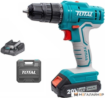 Дрель-шуруповерт Total TDLI20012 (с 1-им АКБ, кейс) купить в Минске с доставкой
