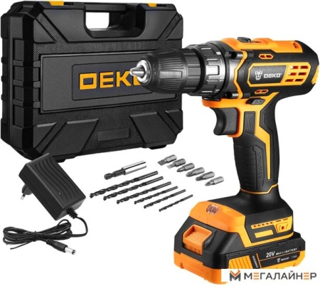 Дрель-шуруповерт Deko GCD20DU3 063-4145 (с 2-мя АКБ, кейс) купить в Минске с доставкой