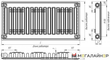 Стальной панельный радиатор Лидея ЛК 11-305 300x500
