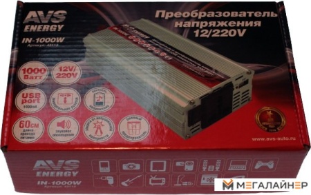 Автомобильный инвертор AVS 12/220V IN-1000W