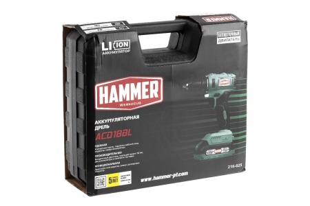 Дрель-шуруповерт Hammer ACD18BL (с 2-мя АКБ, кейс) купить в Минске с доставкой