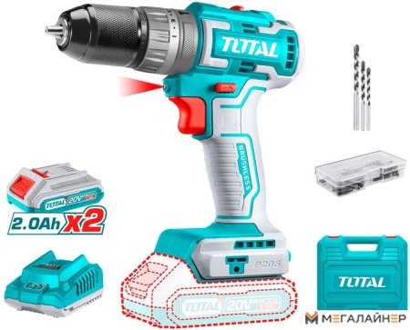 Ударная дрель-шуруповерт Total TIDLI20508 (с 2-мя АКБ, кейс, набор оснастки) купить в Минске с доставкой