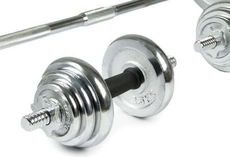 Гантели с грифом для штанги Ametist хромированные 50 кг